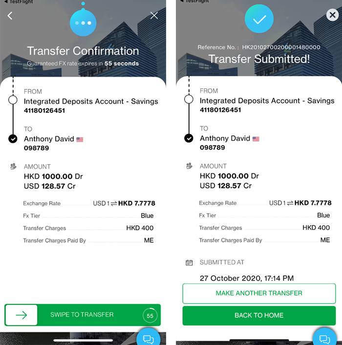 Initiate a transfer Step 3