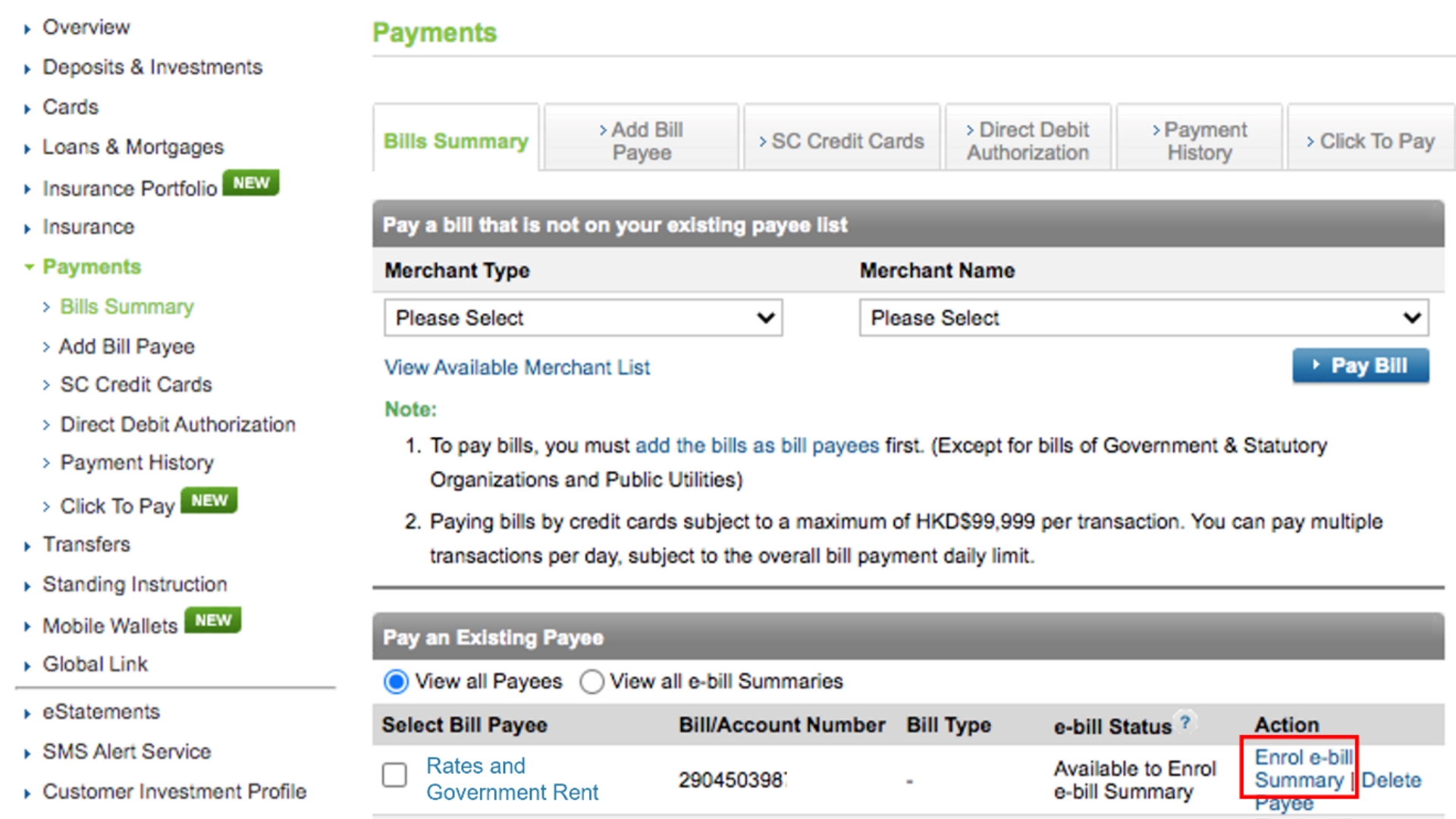 How do I enroll for EBPP Step 1