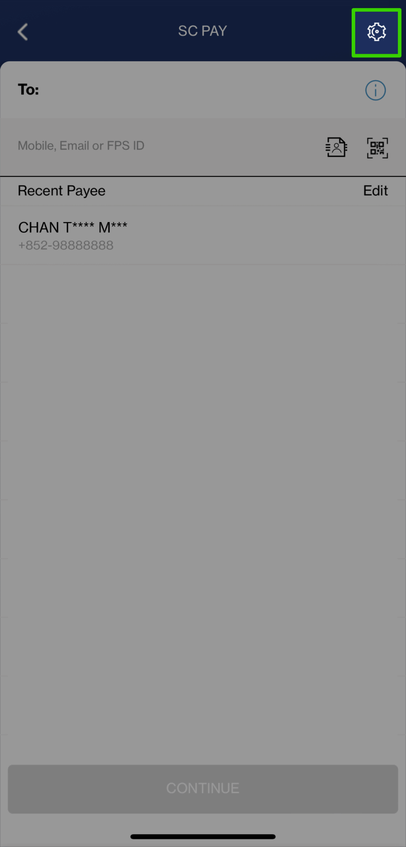 How to set Standard Chartered Bank as the FPS default receiving bank Step 1