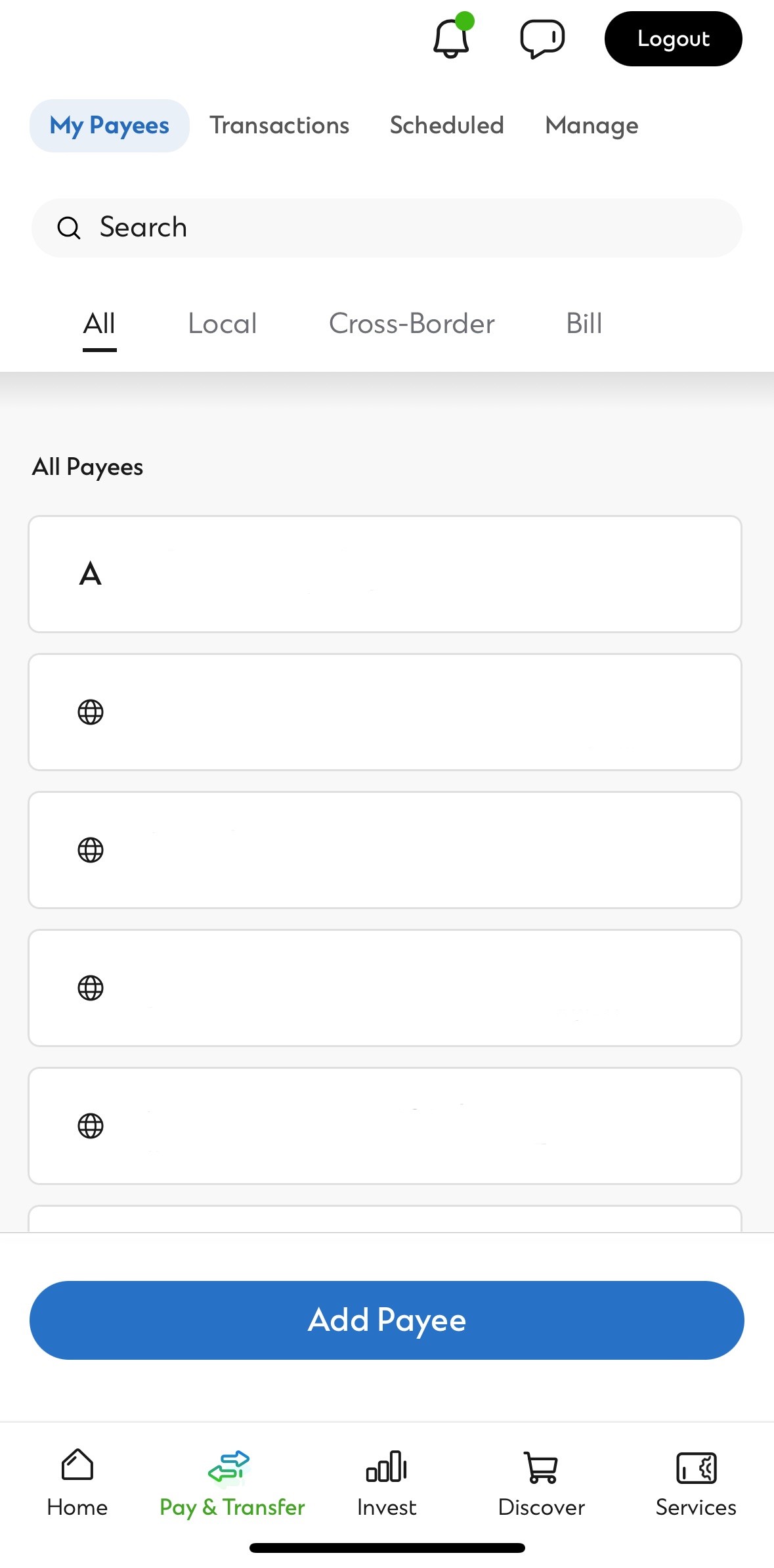 Add payee on Online Banking step 1.5