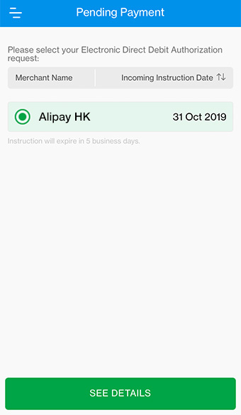 Select Electronic Direct Debit Authorization request you want to approve.