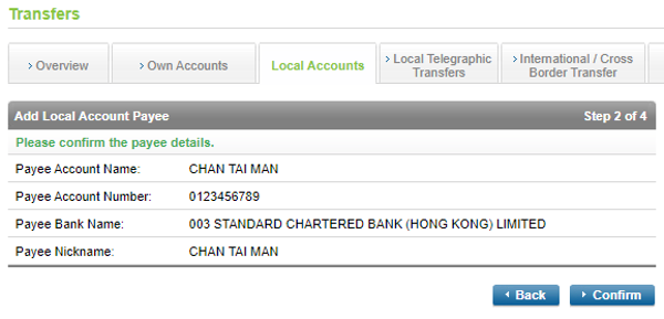 Add payee on Online Banking step 3